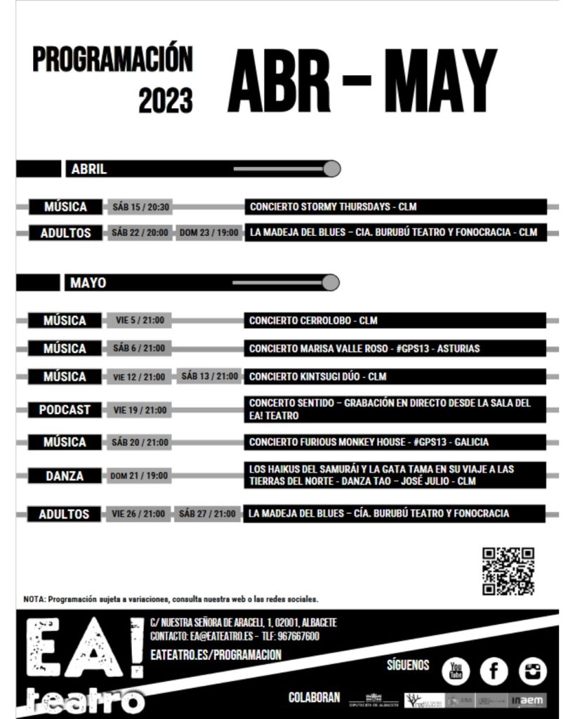 Programación abril y mayo de la Sala de Teatro alternativo EA! Teatro de Albacete